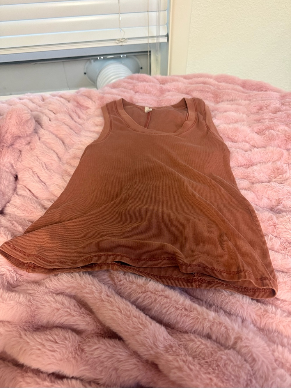 Free People Ribbed Tank Top in Rust Brown